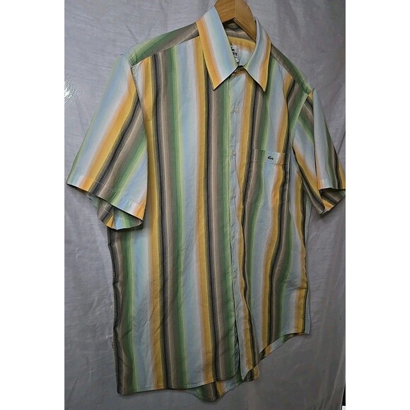 Vintage Lacoste Striped Short Sleeve Shirt Size 42, RN87651 - Picture 3 of 10